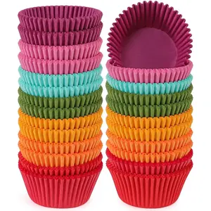 Rainbow Standard Cupcake Paper Cups Bright Color Muffin Baking Cups 350 Pieces Odorless Upgraded Food Grade Greaseproof Paper