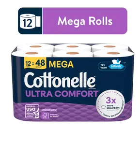 Cottonelle Ultra Comfort Toilet Paper, Soft Toilet Tissue, 12 Mega Rolls