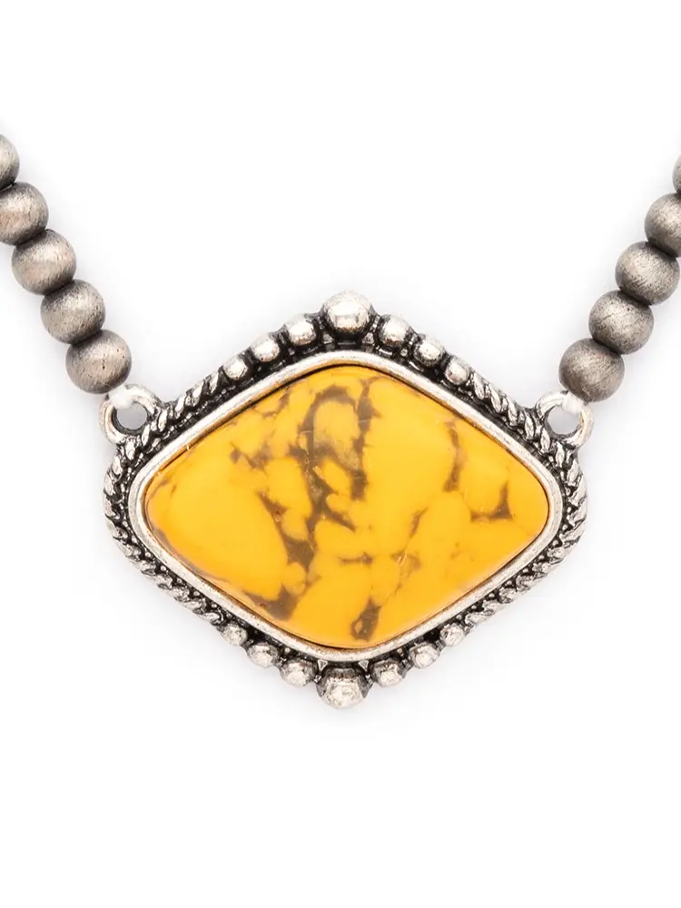 Women's Adjustable Bead Accent Layered Choker Necklace - Stone Pendant, Versatile Fashion Costume Jewelry Accessories (Bead Accent Necklaces)