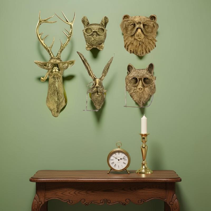 KINEFOLK Animal Head Wall Decor Whimsical Design 12" Tall 6" Wide Durable Resin Material Versatile Nature Artistry Ornaments for Living Room Bedroom