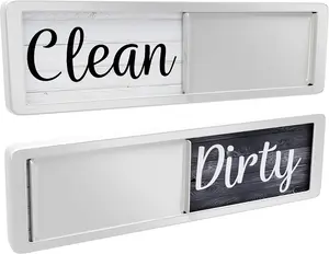 Dishwasher Magnet Clean Dirty Sign, Clean Dirty Magnet for Dishwasher, Rustic Farmhouse Kitchen Decor, Magnetic Dish Washer Sign Indicator, Sliding Rustic Dish Washer Signs, Black & White Wood