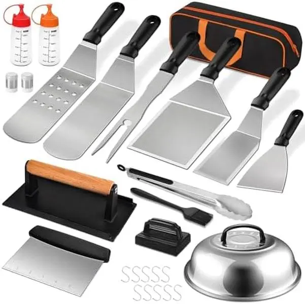 35PCS Griddle Accessories Kit for Blackstone & Camp Chef - Includes Enlarged Spatulas Basting Cover & Scraper for Outdoor Barbecue Cooking
