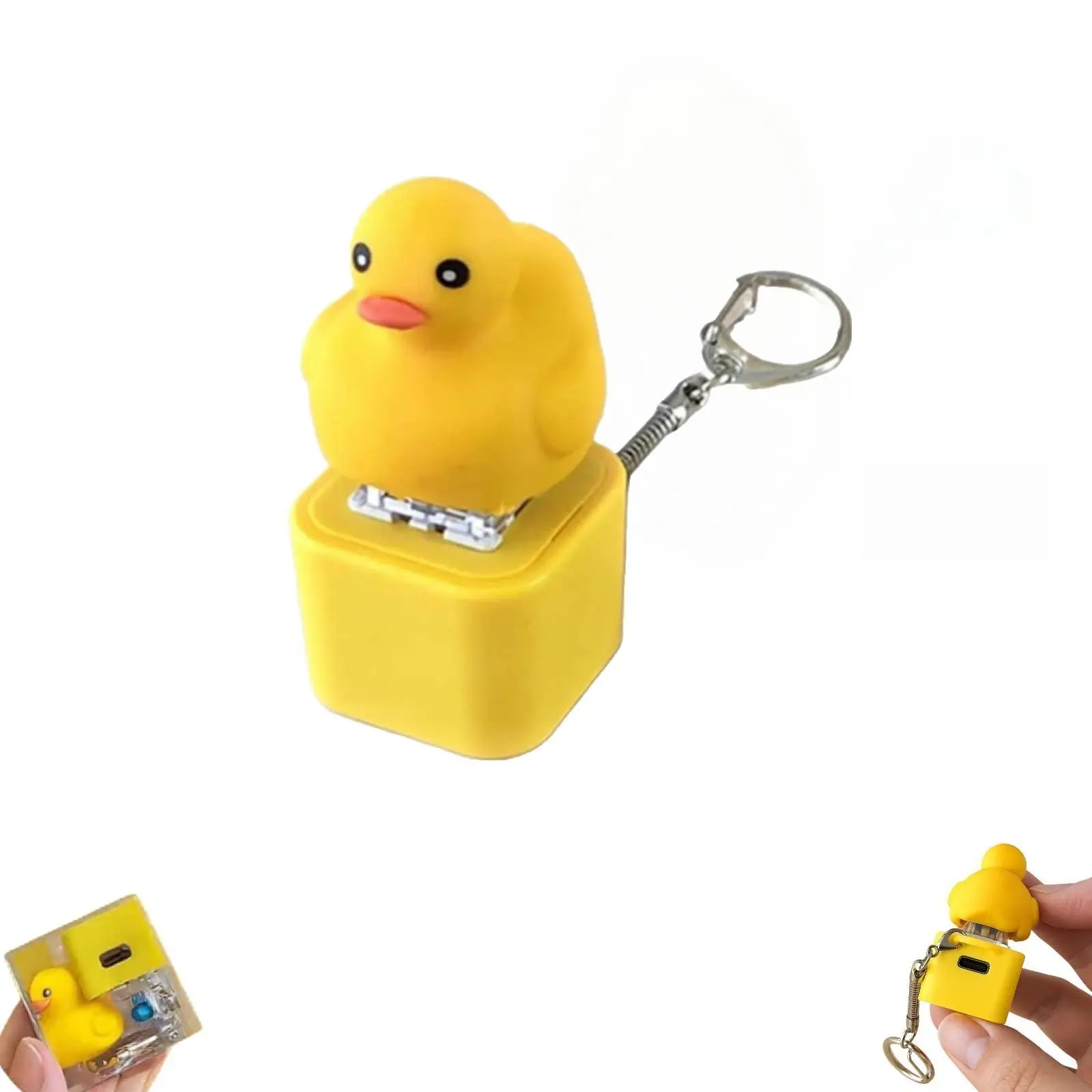USB Rechargeable Keychain Stress Relief Toy, Colorful Lights, Fun and Portable, Lightweight Keychain, Keyboard Sensory Anxiety Reliever, Duck Quack Frog Ribbit Sound, Keyboard Fidget Keychain, Keyring