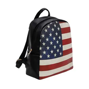 Vintage American Flag Print Buttery Soft PU Leather Backpack