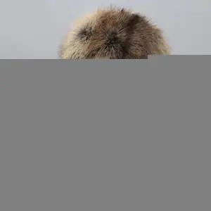 Plush Russian Style Flat Top Hat Winter Mongolian Hat Thicken Plush Raccoon Tail Hat for Adult Teens Keep Warm Hat Wholesale