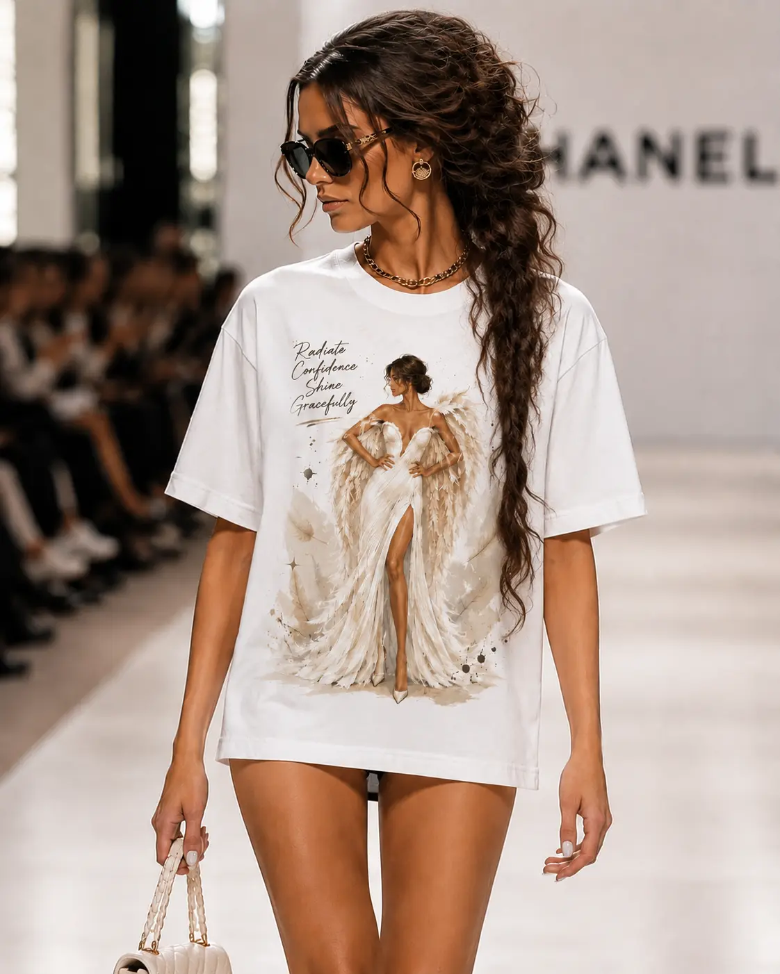 Confidence Quote Graphic T Shirt for Women Men Unisex Black White Short Sleeve Tee Angel Wings Print Shirt Positive Message Aesthetic Fashion Casual Idea