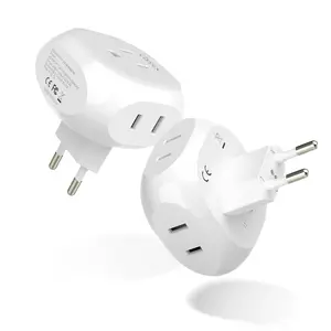 European Travel Plug Adapter - 4 in 1 - Ultra Compact - Light Weight (PT-9C-2PK)