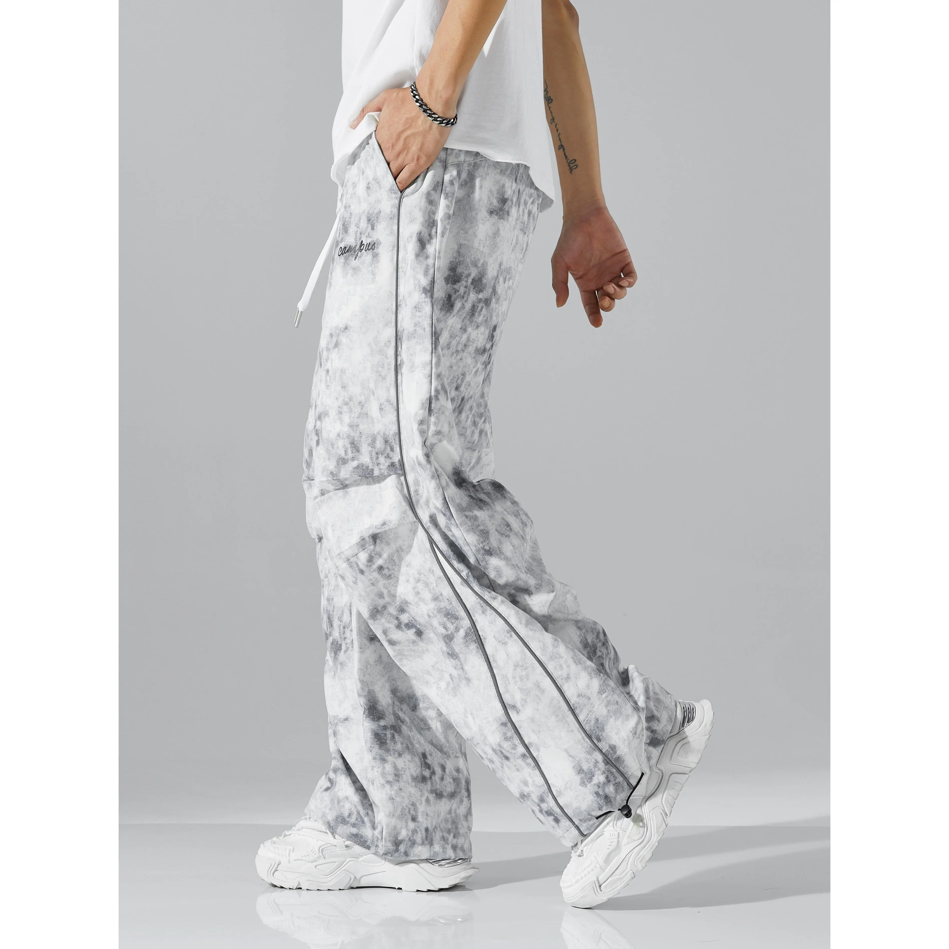 Viral Tie-Dye Cargo Pants for Men Wide-Leg Streetwear Baggy Pants 
