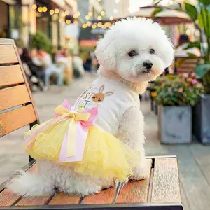 Easter Puffy Skirt Costume for Pets, Princess Dress for Dogs and Cats, Teddy Bichon Pomchi Small Dog Clothes, Cute Pet Outfits