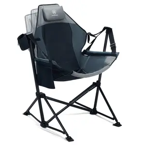 [Summervibes] EVER ADVANCED Swinging Hammock Camping Chair with Adjustable Backrest, Supports 300 lbs, Black