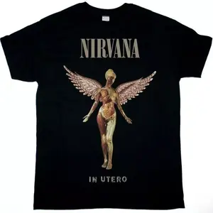 Nirvana In Utero Unisex Cotton T-Shirt, Vintage Grunge Band Graphic Tee All Sizes