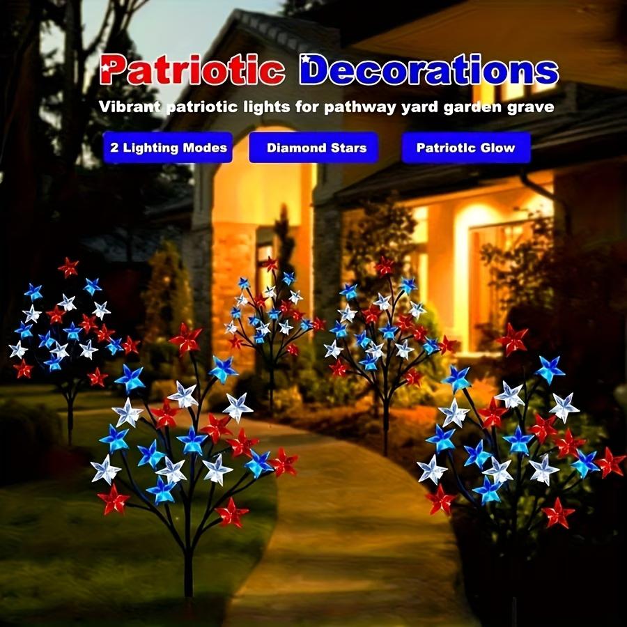 Set of 5, July 4th Outdoor Decorative Solar Stake Lights, Patriotic Red, White, and Blue Star-Spangled Solar Lights, Waterproof Outdoor Fourth of July Lights, Perfect for the Fourth of July, Memorial Day, Gardens, Pathways, Yards, Sidewalks, and Parties S Set of 5, July 4th Outdoor Decorative Solar Stake Lights, Patriotic Red, White, and Blue Star-Spangled Solar Lights, Waterproof Outdoor Fourth of July Lights, Perfect for the Fourth of July, Memorial Day, Gardens, Pathways, Yards, Sidewalks, and Parties S