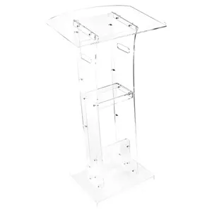 VEVOR Podium Stand,  43-Inch Acrylic Lectern, Portable Laptop Desk with Wide Reading Surface and Storage Shelf, Book Stopper, Floor-Standing, for Classroom, Wedding, Conference, Lecture and Concert