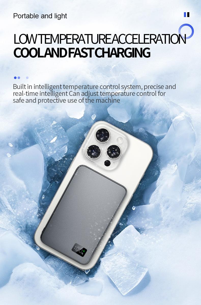 WESECUU 3-in-1 Wireless Power Bank 5000mAh 15W Fast Charging Ultra-Strong Magnets Metallic Body Design Compatible with MagSafe iPhone Models