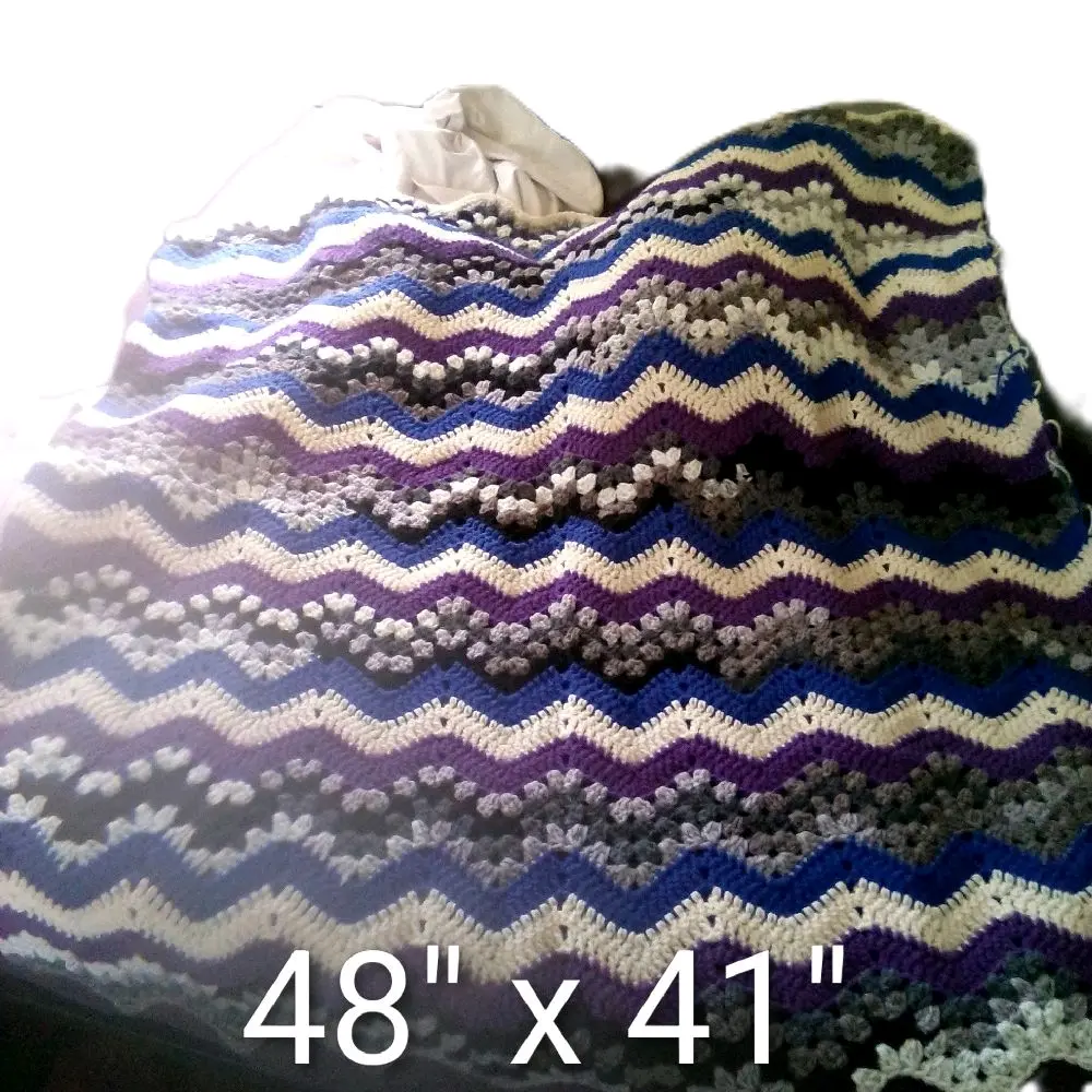 Crochet Multi-Colored soft, warm Afghan blanket