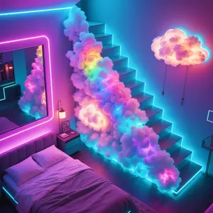 Staircase Cloud Light Decor, Creative DIY Night Lamp, Ambient Night Lamp, Perfect for Bedroom, Game Room, TV Stand, Ideal Gift, Halloween, Christmas Decoration, Ambient Night Lights