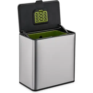 5L/1.32 Gal 2-in-1 Stainless Steel Countertop Compost Bin Caddy With Lid, Removable Inner Bucket & Deodorizer Compartment for Kitchen Food Waste