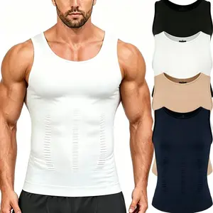1/2Pack Men Body Shaper Chest Compression Shirts Tummy Control Abdomen Waist Trainer Shapewear Tank Tops