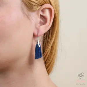 Lapis Lazuli Dangle Earrings - Natural Blue Lapis Crystal Drop Earrings - Gemstone Hook Earrings - Matching Design - Gifts for her