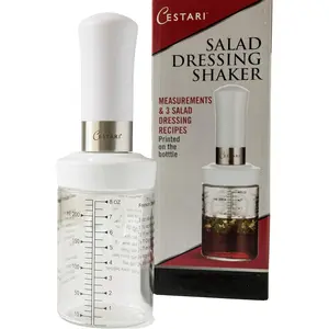 Salad Dressing Shaker: Borosilicate Glass Bottle with Mixer Insert, Leak-Proof Salad Dressing Blender and Dispenser with Measurements + Recipes, Reusable Vinaigrette Cruet