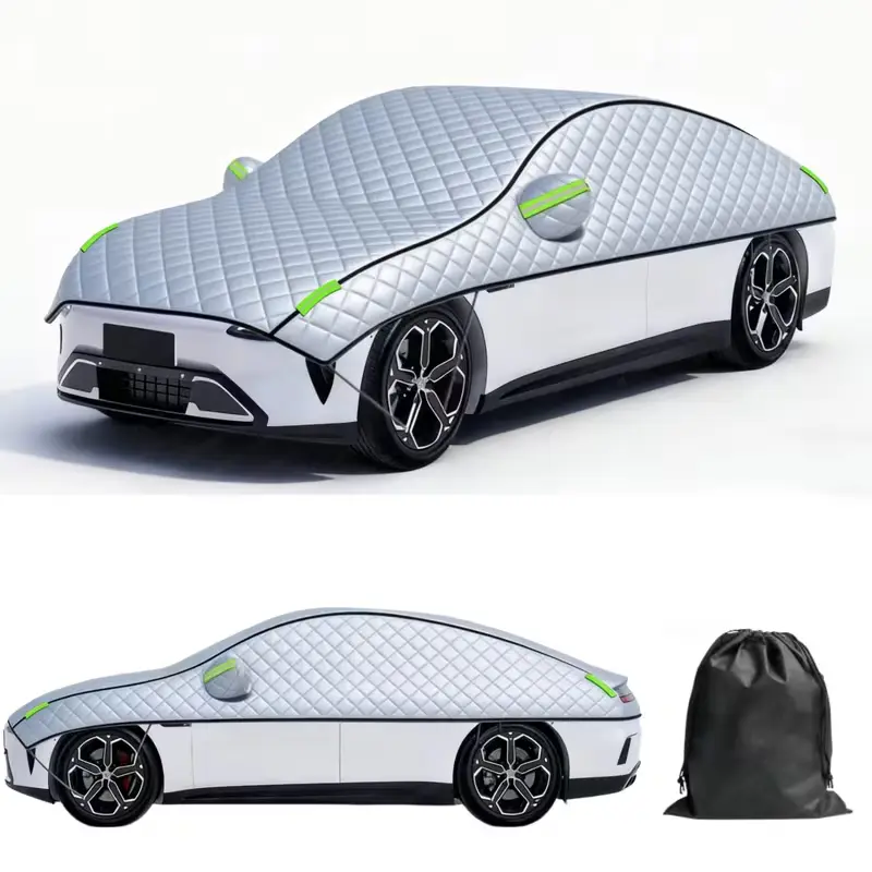 Heavy Duty Waterproof All-Weather Car Cover, Full Exterior Vehicle Protection with Reflective Strips & Windproof Straps, UV Snow Rain Hail Protector, Universal Fit Sedan (Up to 228")