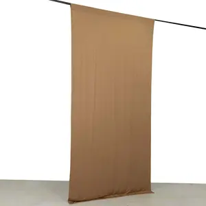 Taupe 4-Way Stretch Spandex Backdrop Drape Curtain, Wrinkle Free Event Divider Panel with Rod Pockets - 5ftx10ft