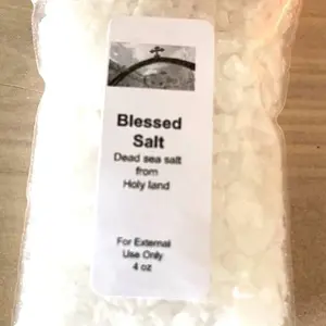 Devotional 4oz Blessed Dead Sea Salt from the Holy Land, Sacramental Salt for External Use with Prayerful Blessing