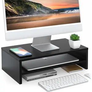 Monitor Stand - 2 Tier Computer Monitor Riser Shelf, Wood Desktop Stand for Laptop Computer Screen, Desk Organization, Office Supplies
