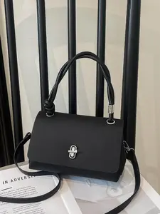 Elegant Solid Color Handbag, Minimalist Turn Lock Women's Fashion Crossbody Bag, Daily Casual Commute Shoulder Bag, Stylish and Versatile