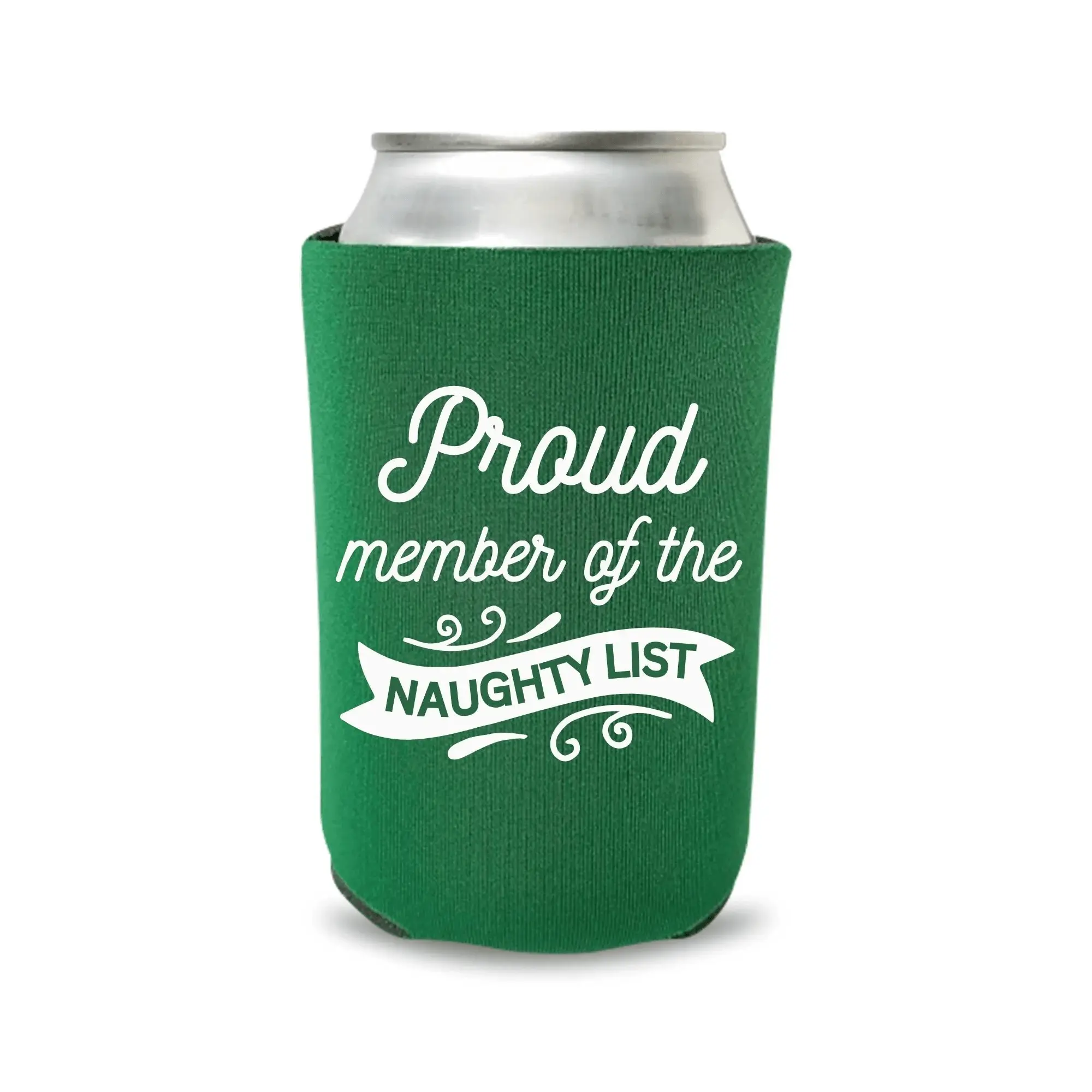 Christmas Can Coolers, Proud Member Of The Naughty List Coolies, Xmas Party Gifts, Happy Holidays Beer Hugger