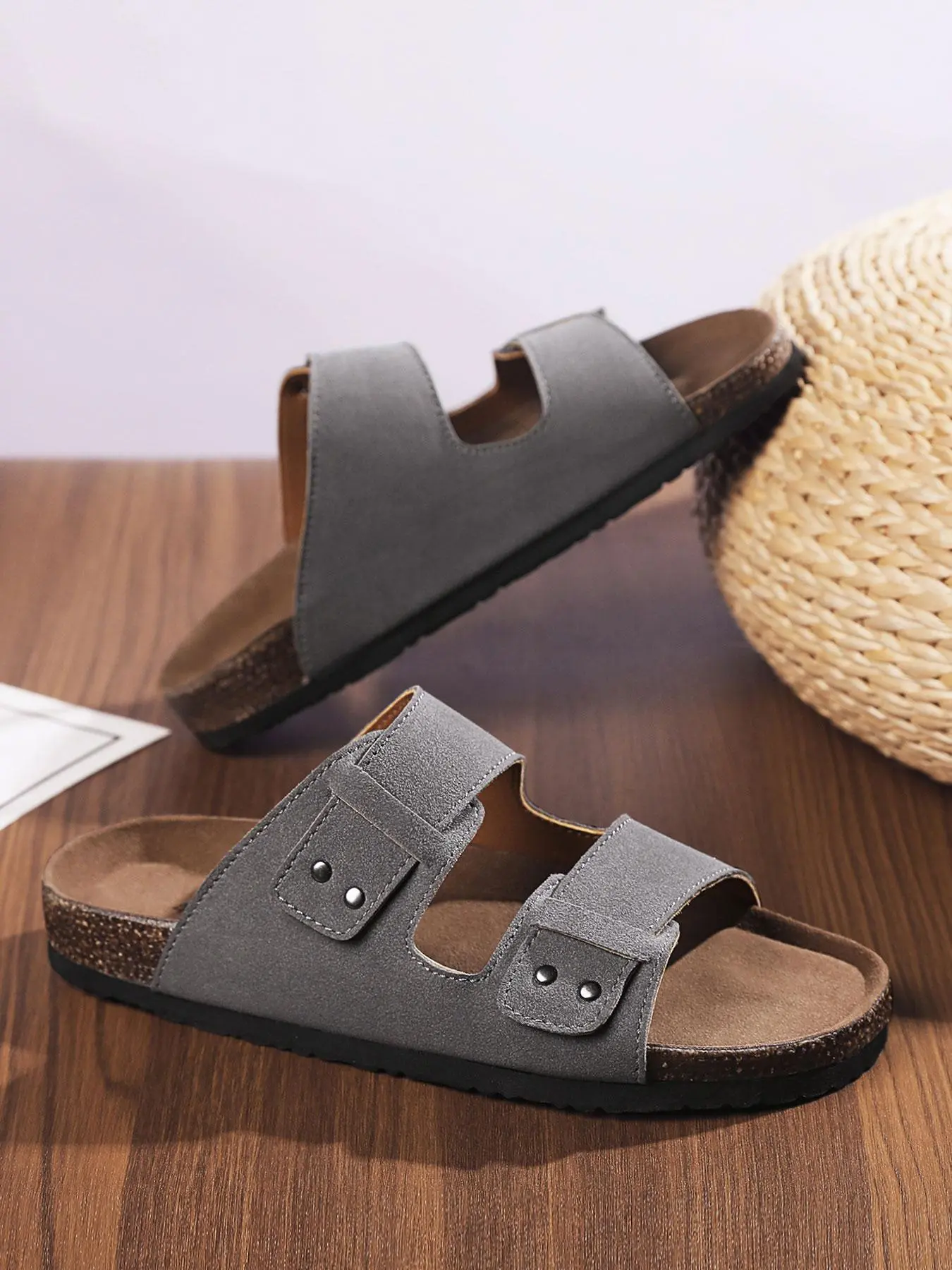 Men's Vintage Fashionable Slide Sandals, Casual Comfortable Soft Sole Slippers for Beach, Non-slip Beach Slippers for Indoor & Outdoor Wear