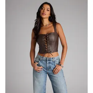 No Rules Just Looks Lace-Up Corset Top