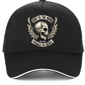 Skull and Wings Motorcycle Baseball Cap; Bad to the Bone; Casual Polyester Mixture. Fashion Outdoor Clothing, Suitable for Men and Women. Motorcycle Clothing Casual Baseball Cap Comfortable Hat