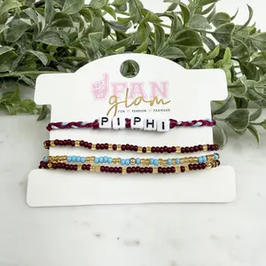 Pi Beta Phi Braided Cinch Tassel Bracelet Stack – Pi Phi Sorority Bracelet Set