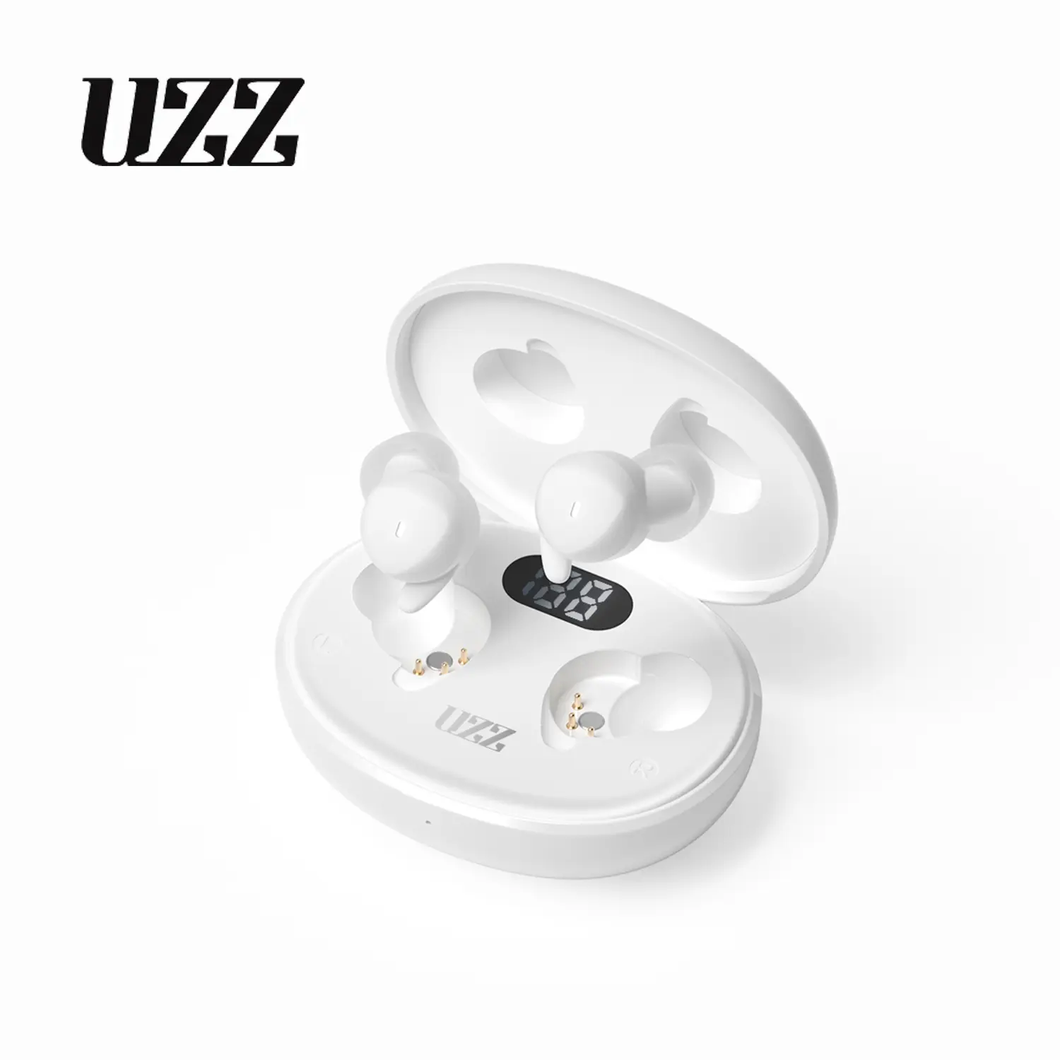 UZZ Sleep Bluetooth Earbuds (Bluetooth Headphones), Invisible Soft Silicone Micro Earphones, 28-Hour Ultra-Long Battery Life, Noise Cancellation, Non-Water-Resistant for Phones/Tablets - White, Earbud