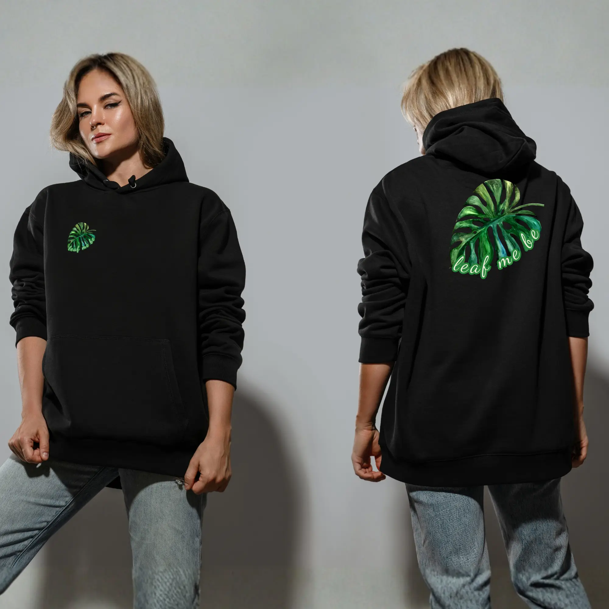 Monstera Leaf Hoodie | Tropical Leaf Graphic, Minimal Plant Design