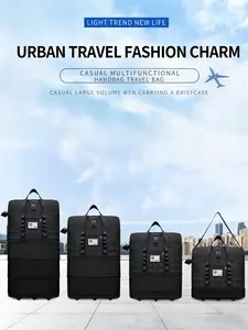 Large Capacity Expandable Foldable Travel Bag with Wheels, Multi-Use Moving Airline Luggage Camping Fishing Hiking Carrying Backpack