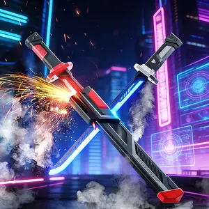 SparkBlade Samurai LED Lightsaber Toy Cyberpunk 22.4-inch Spark Blade with Sound & Fog Effects Eight-Color Streaming Light Type-C Charging for Parties Cosplay Showcases