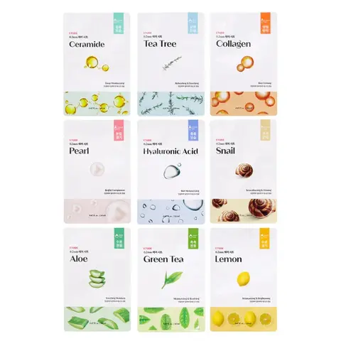 [ETUDE] 0.2mm Air Mask (10 types) - Pearl, Hyaluronic Acid, Collagen, Manuka Honey, Aloe, Strawberry, Tea Tree, Green Tea, Ceramide, Snail, Lemon Variants
