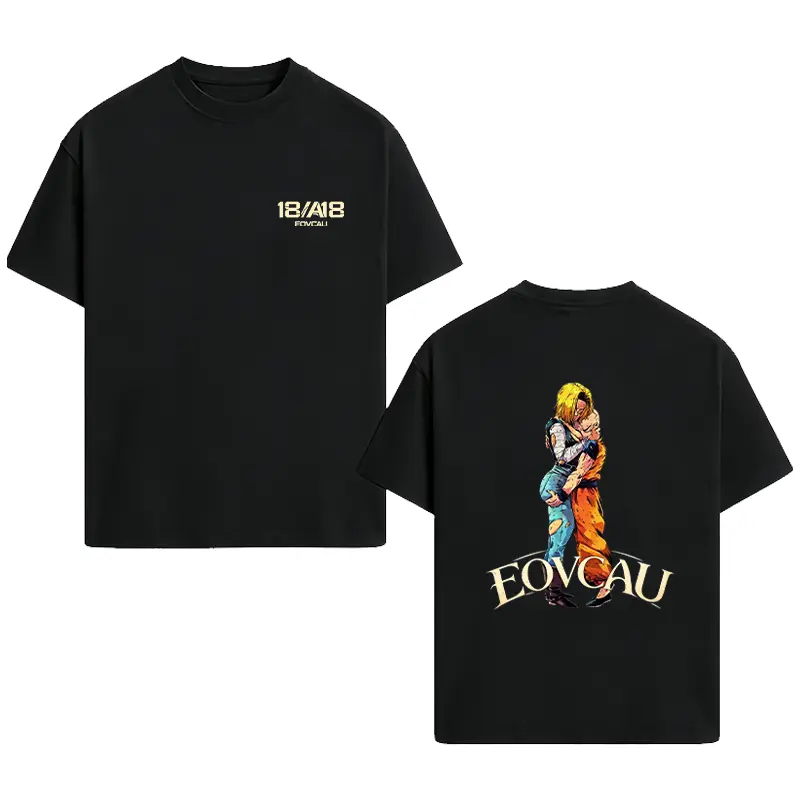 [EOVCAU]Men's Summer Short-Sleeve Round-Neck Cotton T-Shirt，Dragon Ball Krillin Android 18 Anime Graphic tee，Women's DBZ Nostalgia / 90s Anime Casual Tee， Manga Athletic Loose-Fitting Classic Vintage Unisex Merch Top, Gift for Anime & Manga Fans