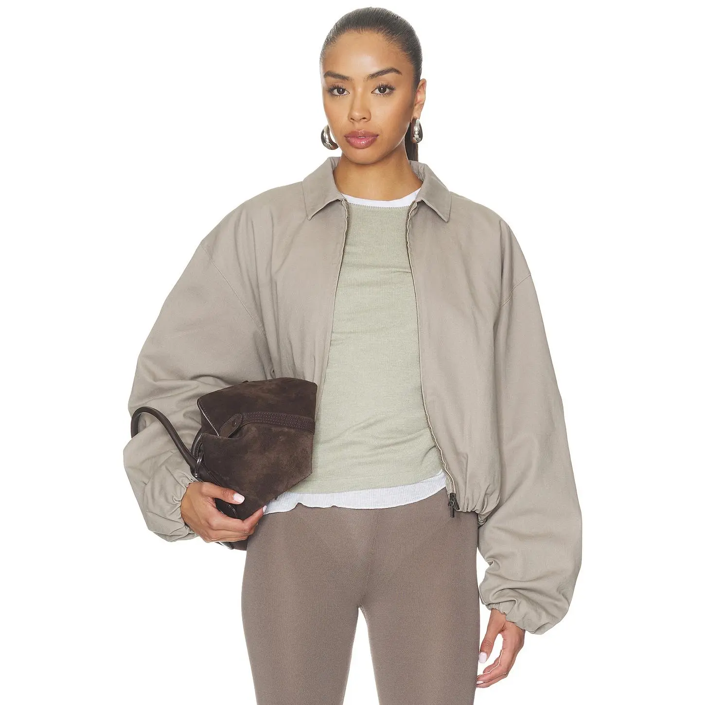 Fear of God ESSENTIALS Full Zip Work Jacket in Seal Fear of God ESSENTIALS Full Zip Work Jacket in Seal
