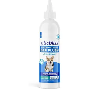Medicated Ear Cleaner for Dogs & Cats, Antiseptic Flush with Chlorhexidine & Ketoconazole, Gentle Ear Infection Treatment, 6oz Pet Ear Solution, Reusable & Soothing Formula long haired pet release button brush  that  shed