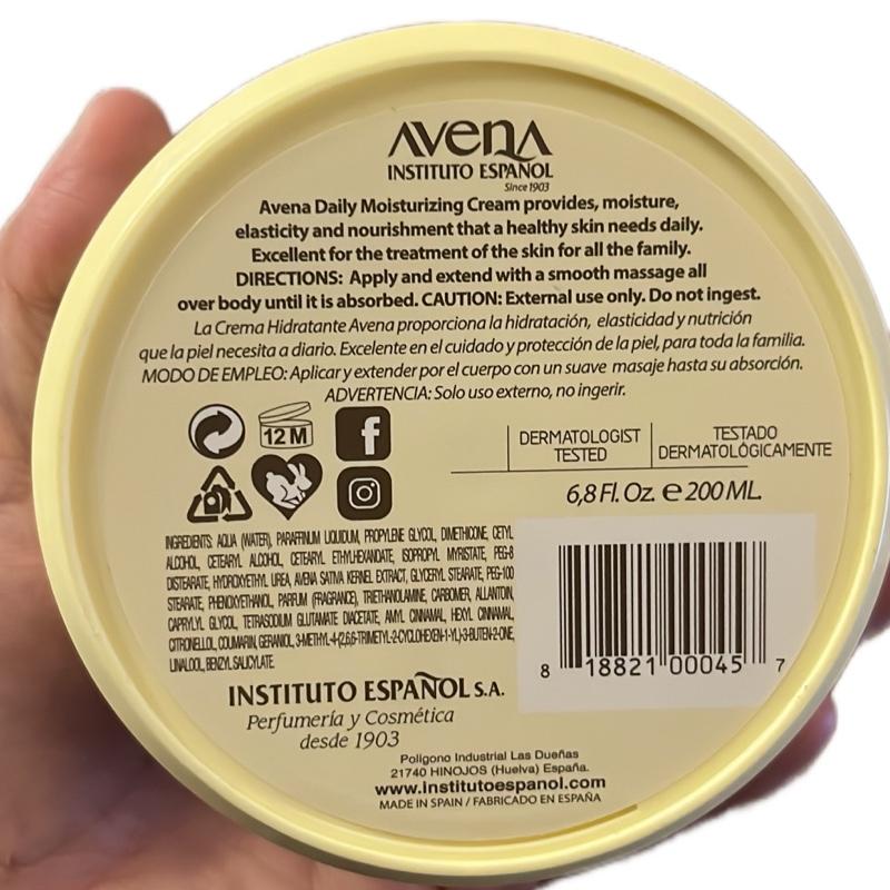 Avena Mosi Moisturizing Cream Hand & Body 6.8 Fl. Oz. 200ml Instituto Espanol Since 1903 Elasticity Softness Nutrition