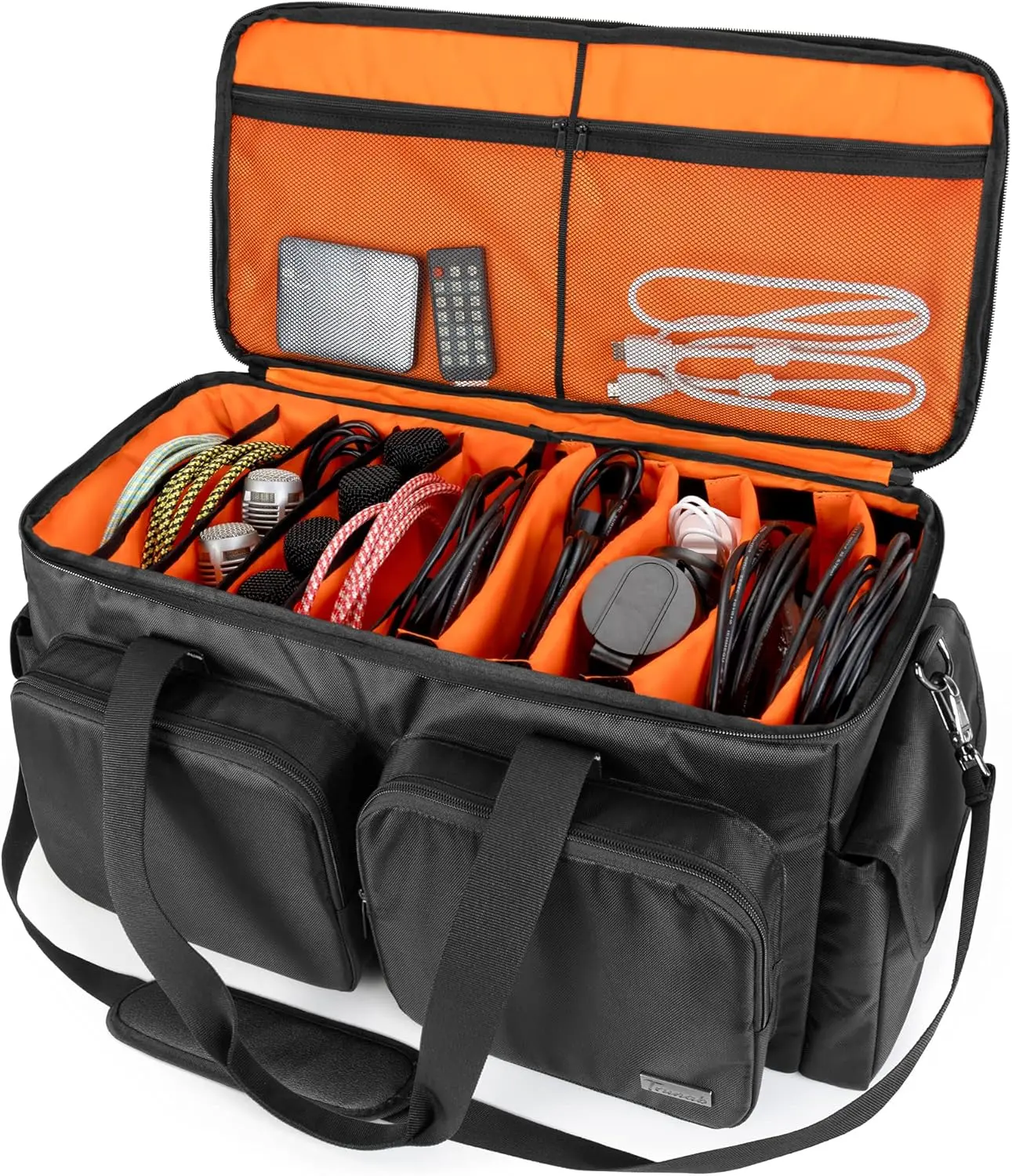 DJ  File Bag with Detachable Padded Bottom and Dividers, Travel Gig Bag for Professional DJ Gear, Musical Instrument and Accessories
