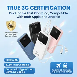 MINISO 2026 New Built-in Cable Power Bank  3C Certified, Fast Charging, Airline Approved, Slim Portable High Capacity, AirlineApproved ,TechGadget ,Travel Essential