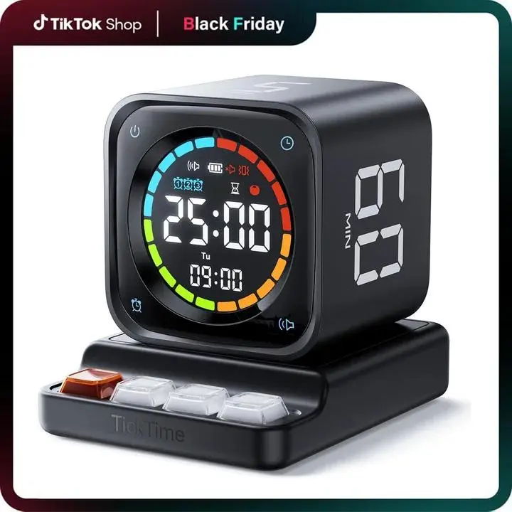 TK3 Pomodoro Timer Cube, Desk Productivity Timer with 5/10/30/60