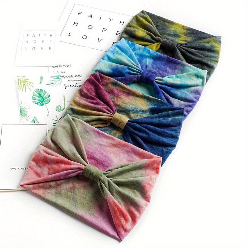 4PCS Wide Headbands Stretch Turban Knotted Hairbands Elastic Yoga Workout Sweatband Running Sport Head Scarf Large African Head Wraps for Women