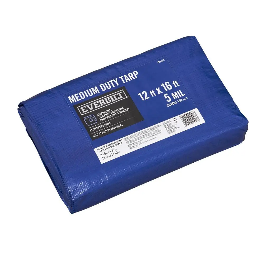 12 ft. x 16 ft. Blue Medium Duty Tarp