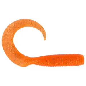 Sanhu 5" Big N Grubs 4 Packs 3 Pieces/Pack Orange Curly Tail Design Ideal for Bass Halibut Saltwater Predators Soft Durable Material