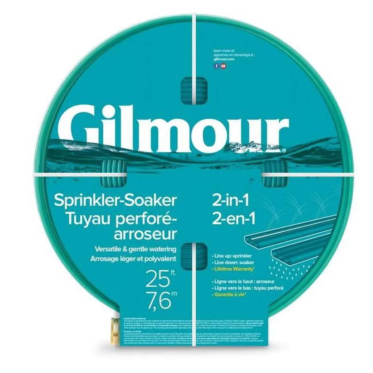 Gilmour 0.62 in. x 25 ft. Green Sprinkler & Soaker Hose, Watering Made Easy for Home Improvement & Garden Irrigation
